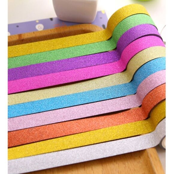 10 Rolls Glitter Washi Tape - Picture 1 of 4